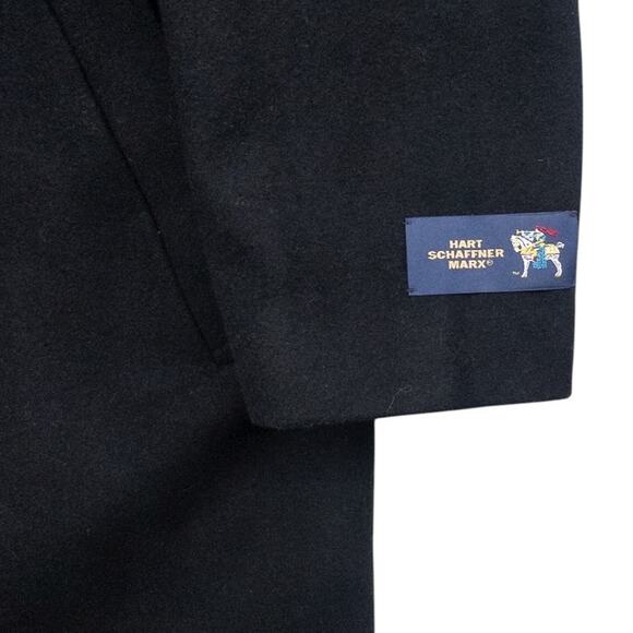 Hart Schaffner Marx Topcoat Dress Car Coat Men's 44R Wool Blend Black 3 Button - Picture 7 of 10